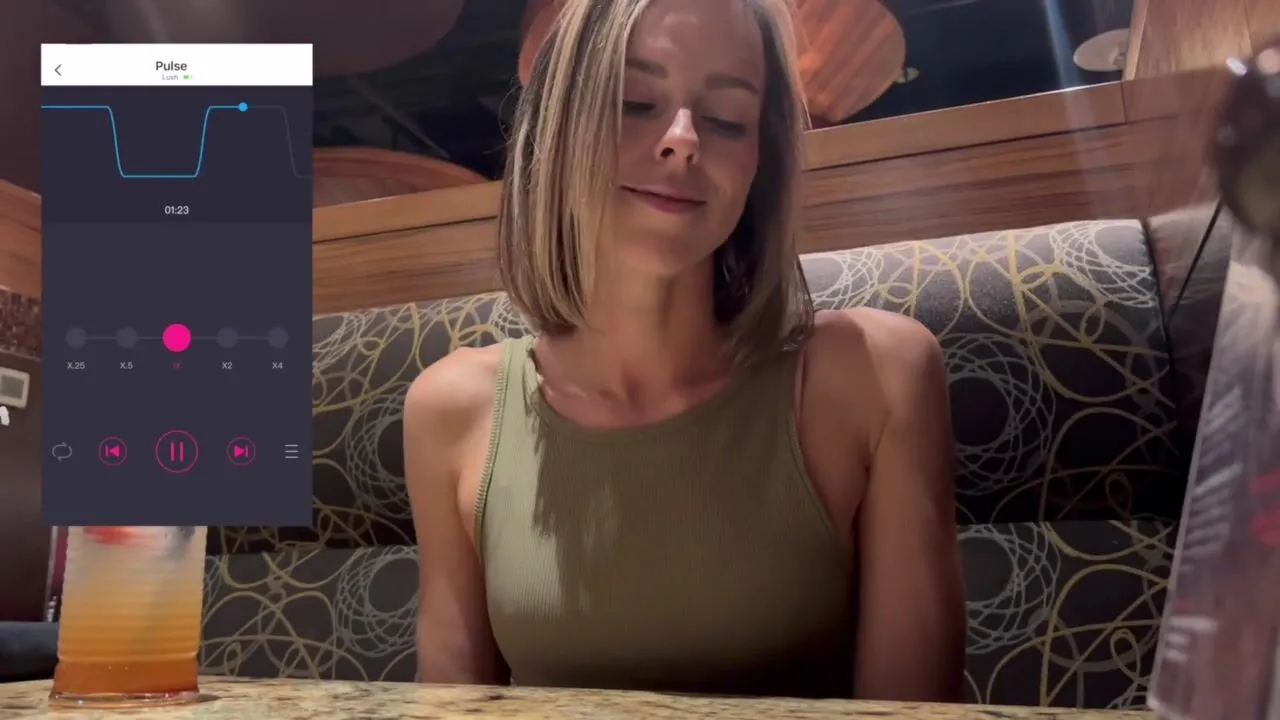 Free HD Cumming hard in public restaurant with Lush remote controlled sex  tool Video