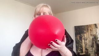 Balloon Fetish. Large Tit Older Balloon blowing and Popping