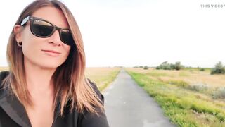 Fit gal masturbates outdoors on a bike path in Canada. Very risky